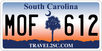 SC license plate MOF612