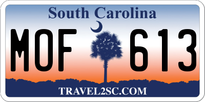 SC license plate MOF613