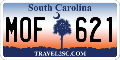 SC license plate MOF621
