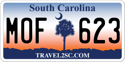 SC license plate MOF623