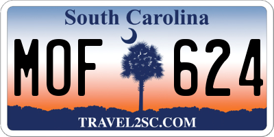 SC license plate MOF624