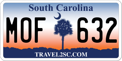 SC license plate MOF632