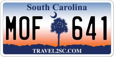 SC license plate MOF641
