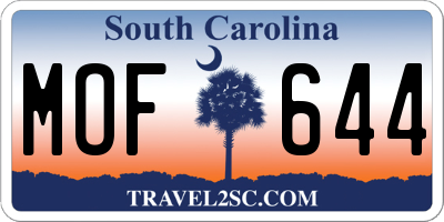 SC license plate MOF644