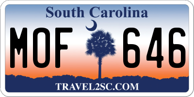 SC license plate MOF646