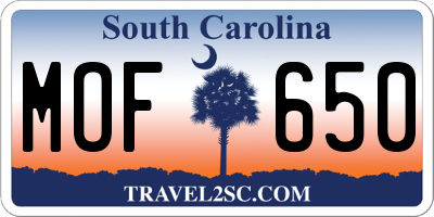 SC license plate MOF650