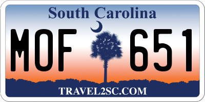SC license plate MOF651