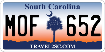 SC license plate MOF652
