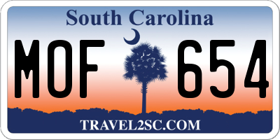 SC license plate MOF654
