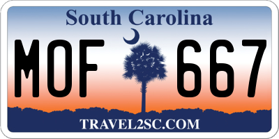 SC license plate MOF667