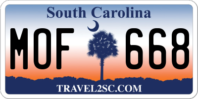 SC license plate MOF668