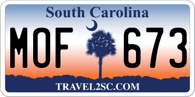 SC license plate MOF673
