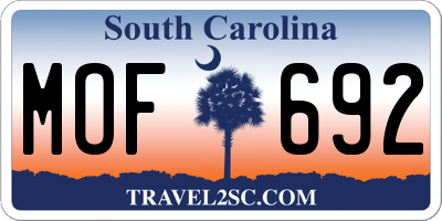 SC license plate MOF692