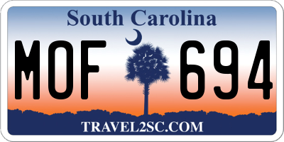 SC license plate MOF694