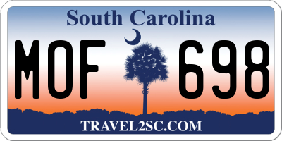 SC license plate MOF698