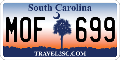 SC license plate MOF699