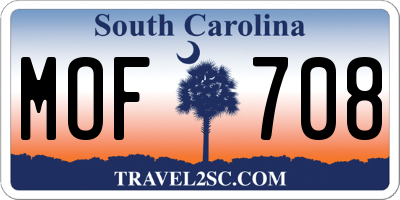 SC license plate MOF708