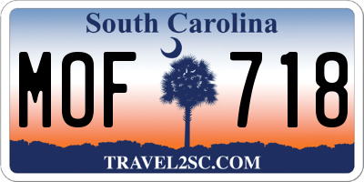 SC license plate MOF718