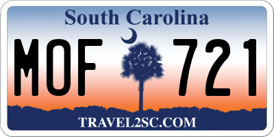 SC license plate MOF721