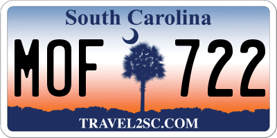 SC license plate MOF722