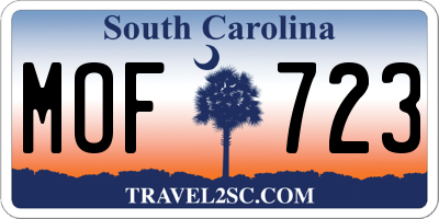 SC license plate MOF723