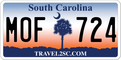 SC license plate MOF724