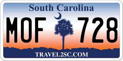 SC license plate MOF728