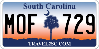 SC license plate MOF729