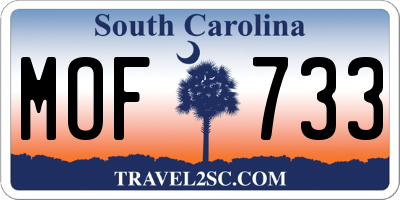 SC license plate MOF733