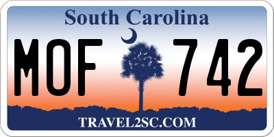 SC license plate MOF742