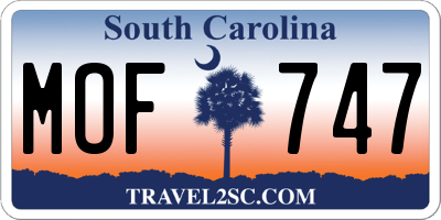 SC license plate MOF747