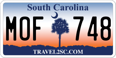 SC license plate MOF748