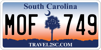 SC license plate MOF749