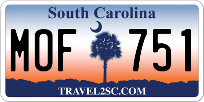 SC license plate MOF751