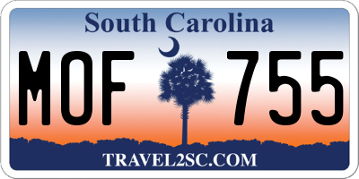 SC license plate MOF755