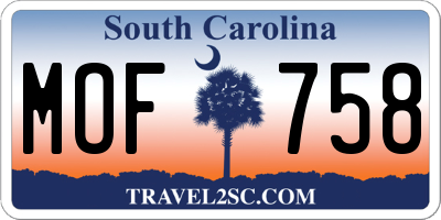 SC license plate MOF758