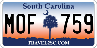 SC license plate MOF759