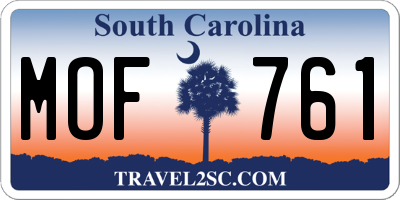 SC license plate MOF761