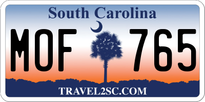 SC license plate MOF765