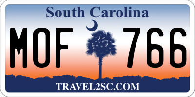 SC license plate MOF766
