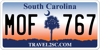 SC license plate MOF767
