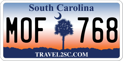 SC license plate MOF768