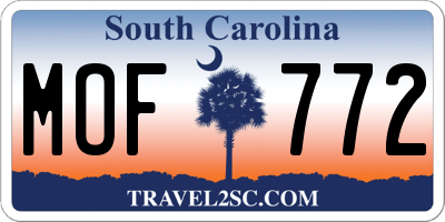 SC license plate MOF772