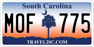 SC license plate MOF775