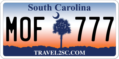 SC license plate MOF777