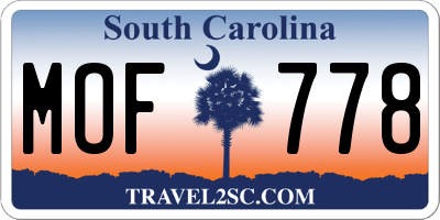 SC license plate MOF778
