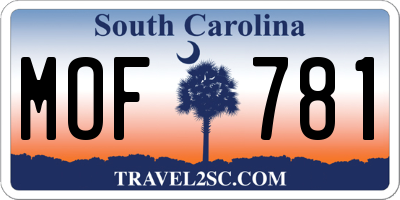 SC license plate MOF781