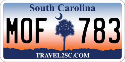 SC license plate MOF783