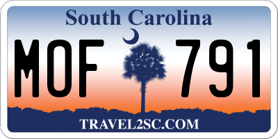 SC license plate MOF791