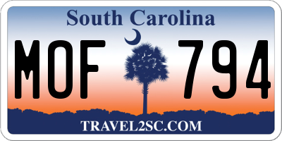 SC license plate MOF794